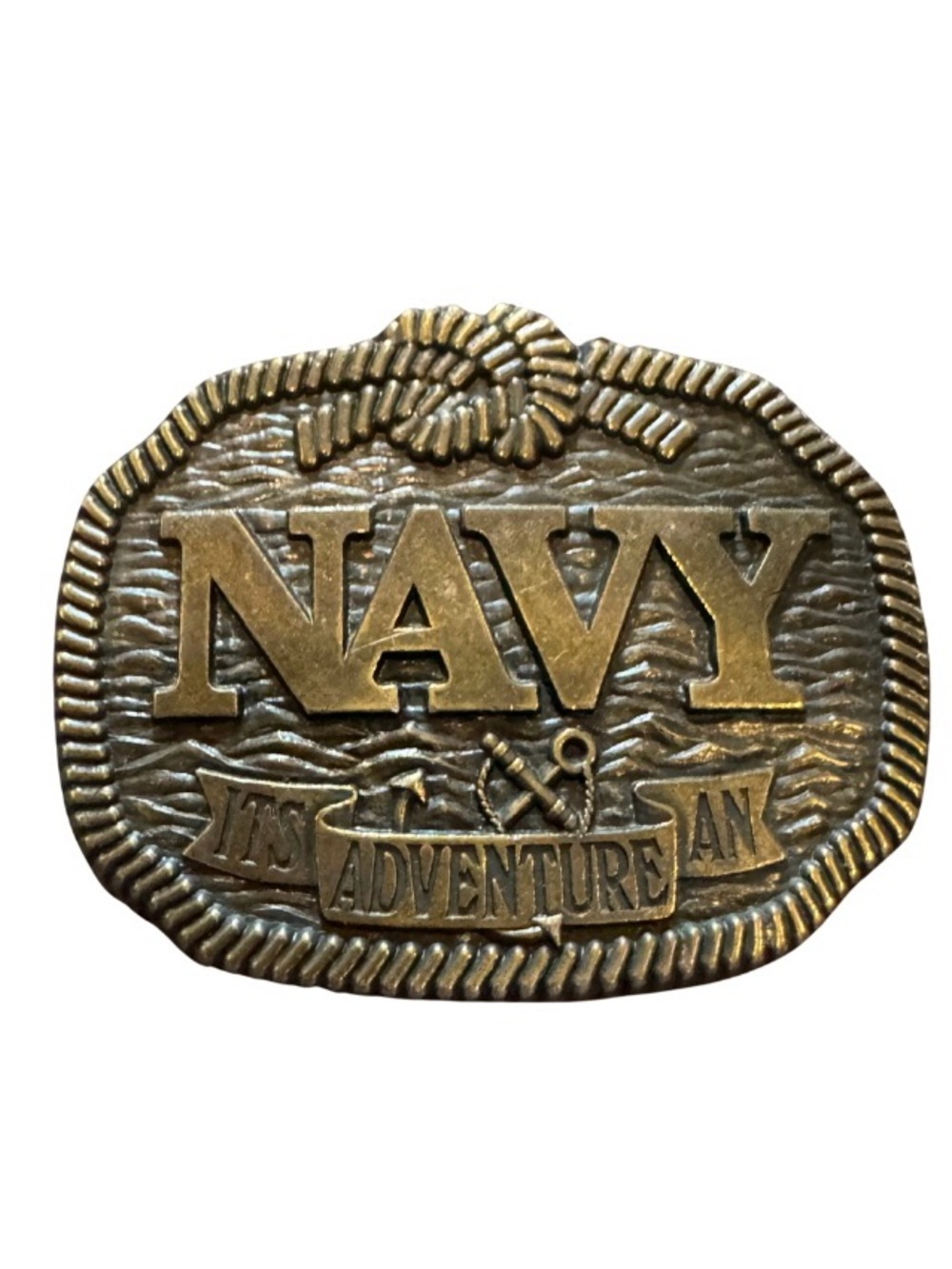 Vintage US Brass Navy It’’s An Adventure Belt Buckle